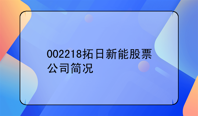 002218拓日新能股票公司简况