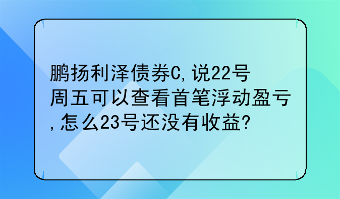 鹏扬利泽债券C,说22号周五可以查看首笔浮动盈亏,怎么23号还没有收益?