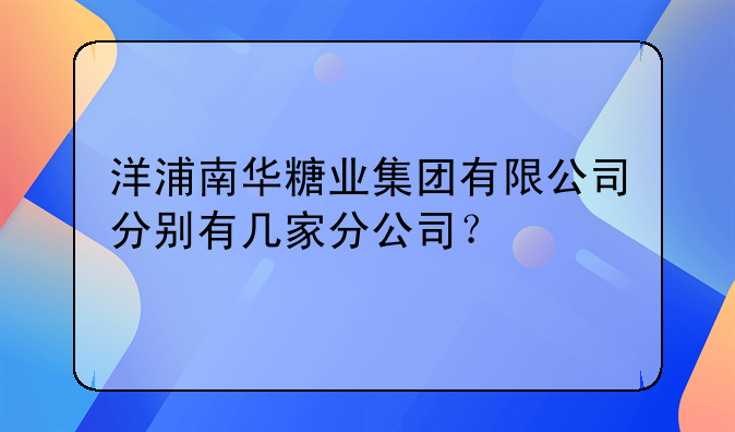 洋浦南华糖业集团有限公司分别有几家分公司？